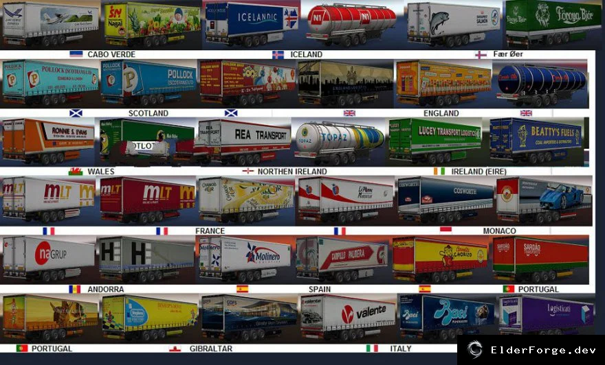 Обложка мода: 120 автономных прицепов для Euro Truck Simulator 2 – большой пакет