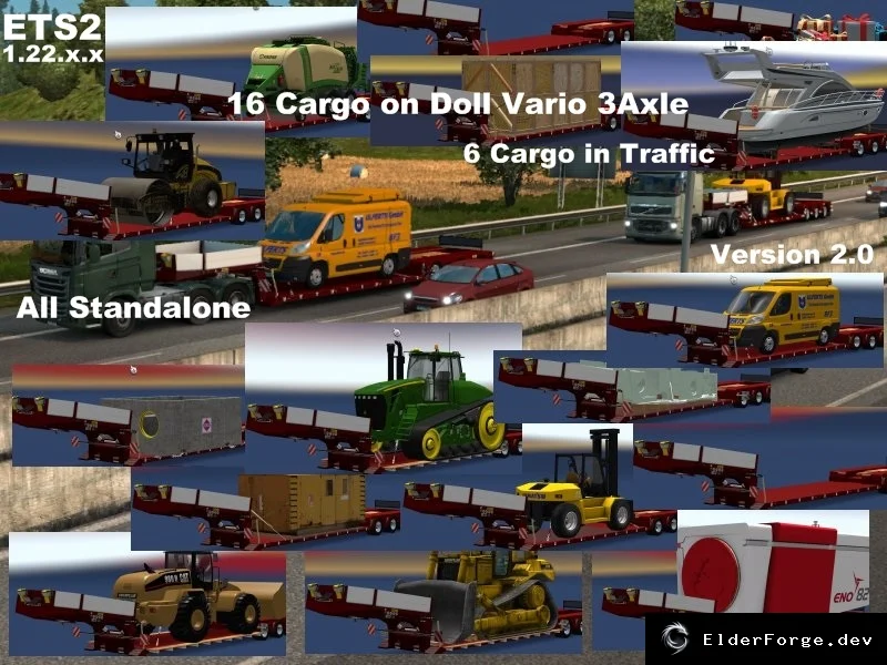Обложка мода: 16 Cargo Doll Vario 3Axle – 16 автономных прицепов для Euro Truck Simulator 2