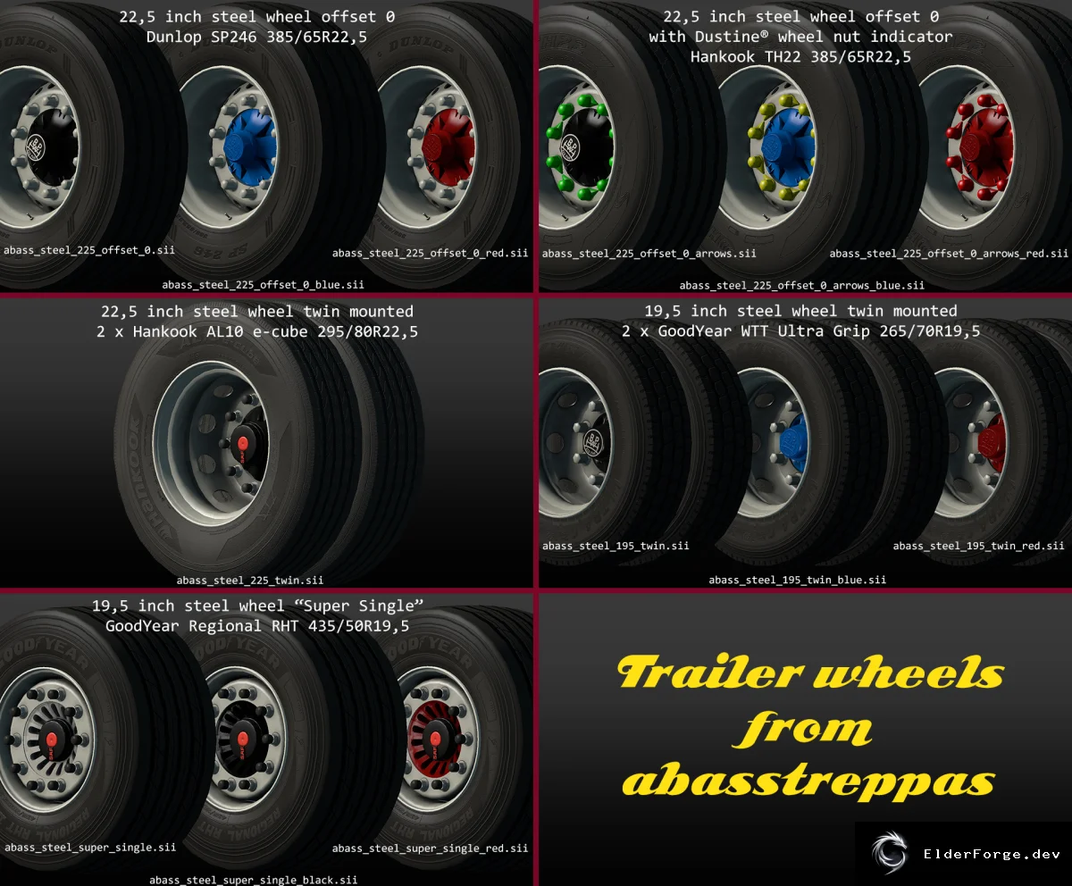 Обложка мода: Abasstreppas Trailer Wheel Pack для Euro Truck Simulator 2 – 64 колеса (v1.1)