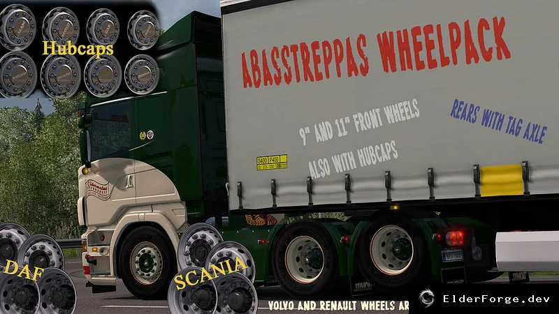 Обложка мода: Abasstreppas Wheel Pack для Euro Truck Simulator 2 – стальные диски 9.0 и 11.25 дюйма