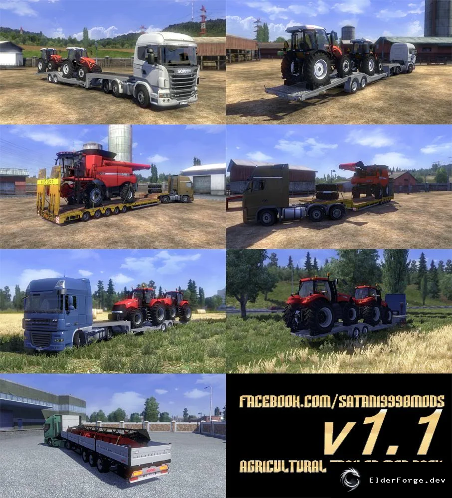 Обложка мода: Agricultural Trailer Pack для Euro Truck Simulator 2 – 10 новых прицепов
