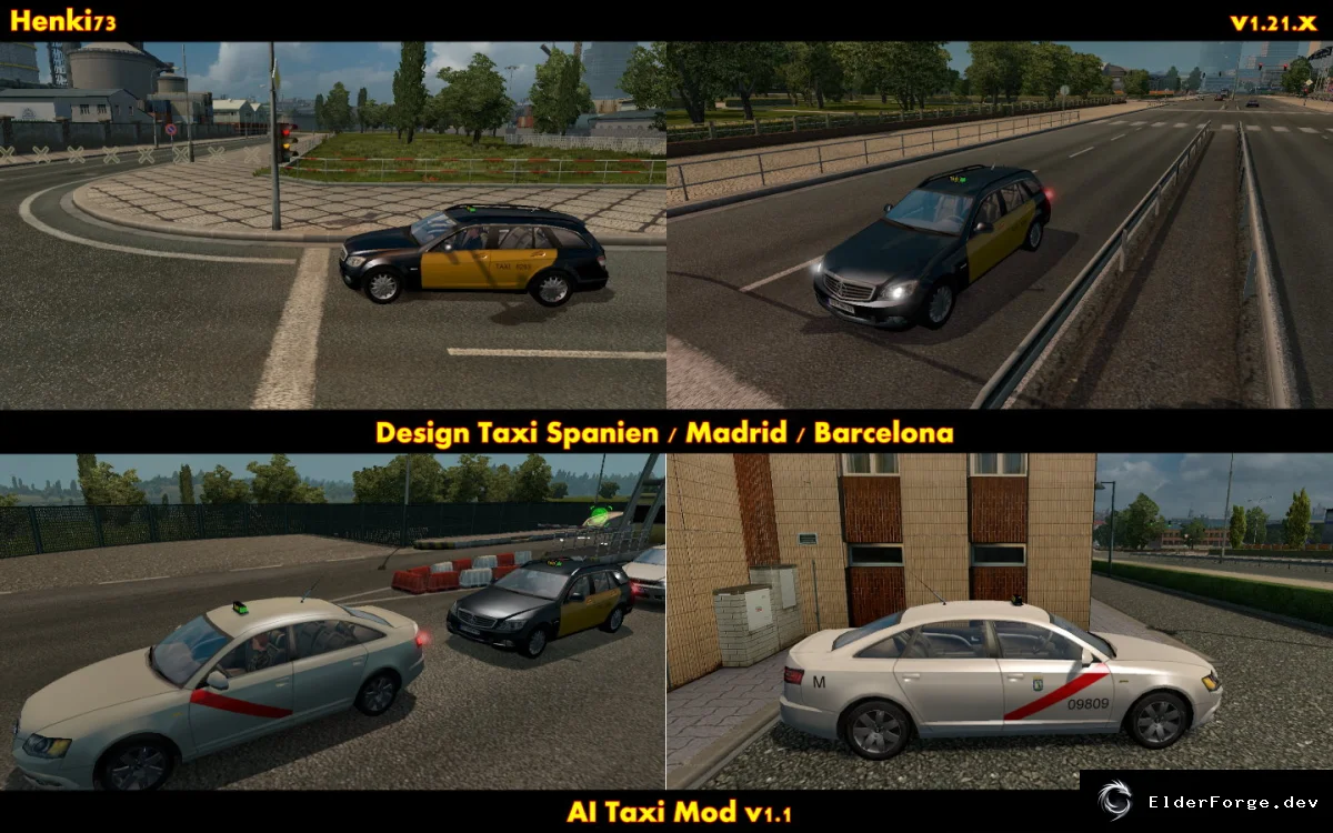 Обложка мода: AI Taxi v1.2 – новые такси в трафик ETS2