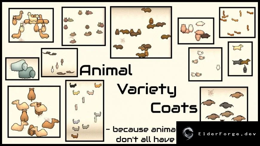 Animal Variety Coats – разнообразные окрасы животных для RimWorld