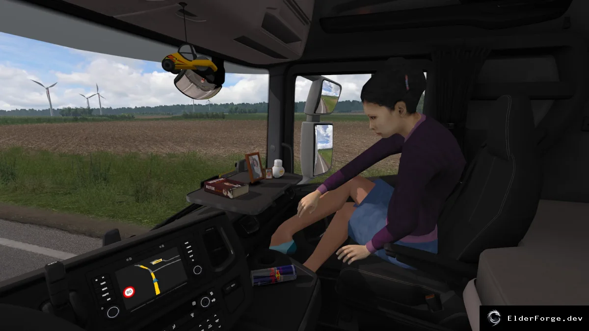 Обложка мода: Анимированные пассажиры – женщина и мужчина в кабине Euro Truck Simulator 2
