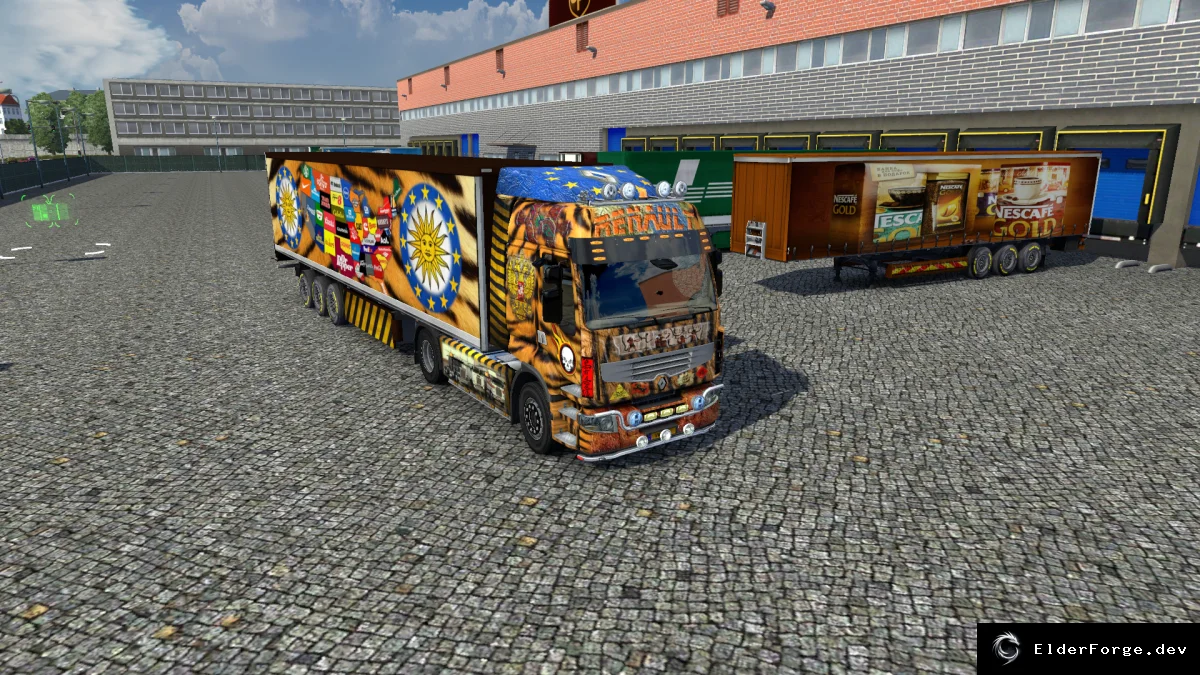 Обложка мода: Assorti Premiums: скин, цветные зеркала и прицеп для Renault Premium в ETS2