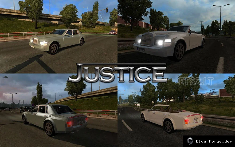 Обложка мода: Auto Justice в ETS2 – автомобиль Justice из Saints Row 3 с двумя вариантами тюнинга