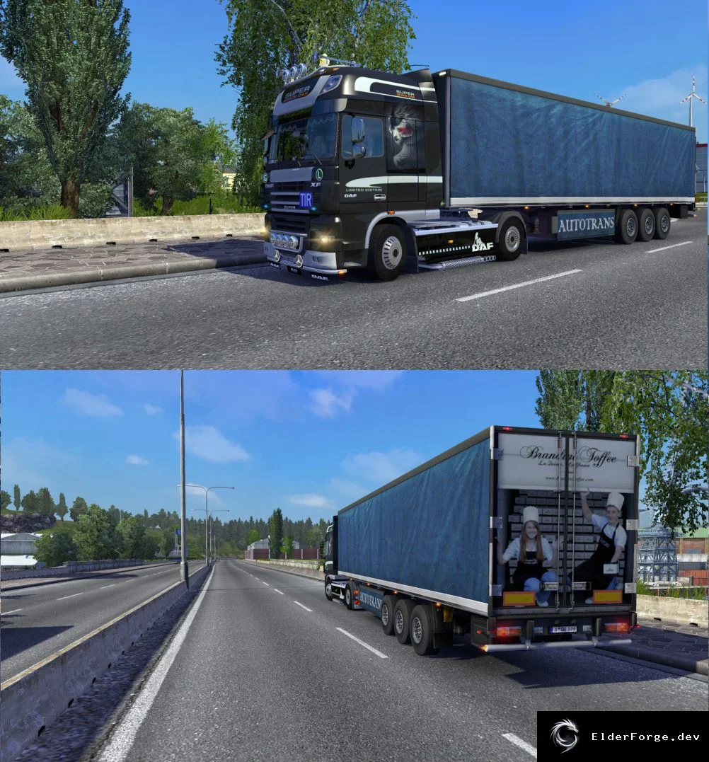 Обложка мода: Autotrans Blue – автономный тентованный прицеп для Euro Truck Simulator 2