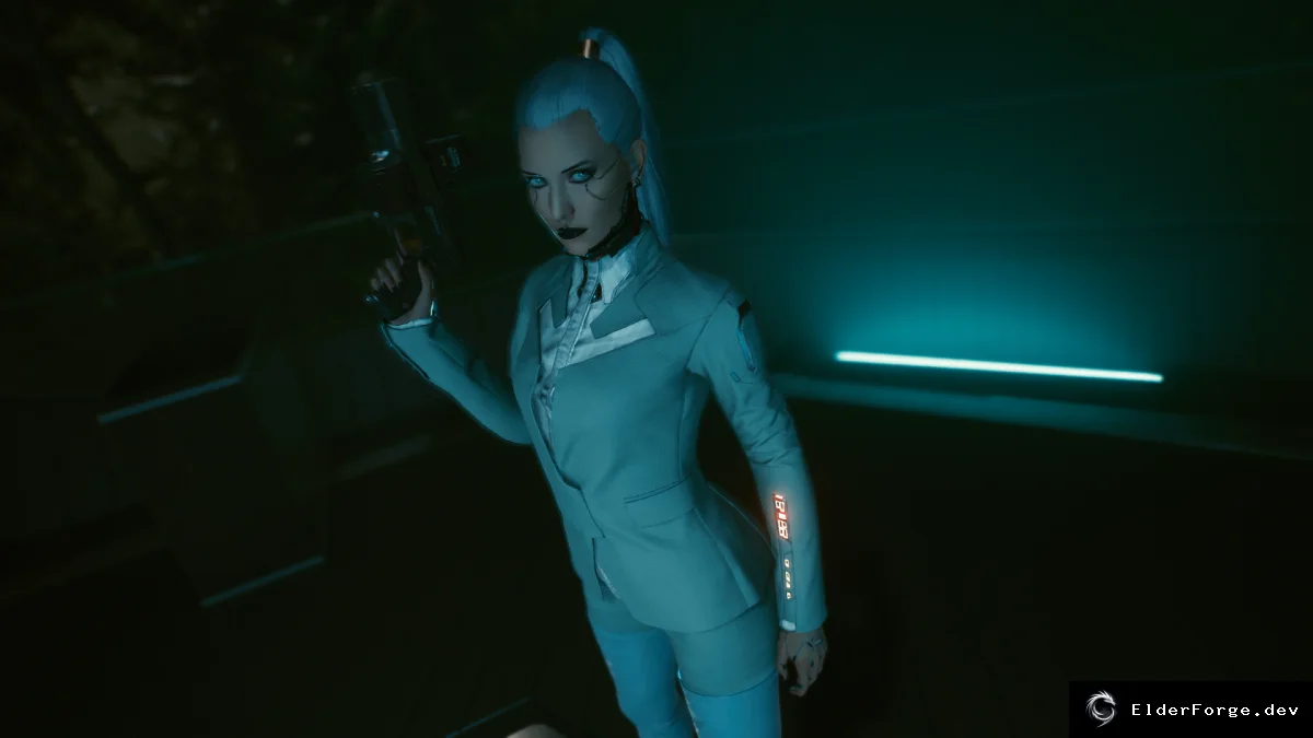 Обложка мода: Белый костюм агента Арасаки для женской Ви – Cyberpunk 2077