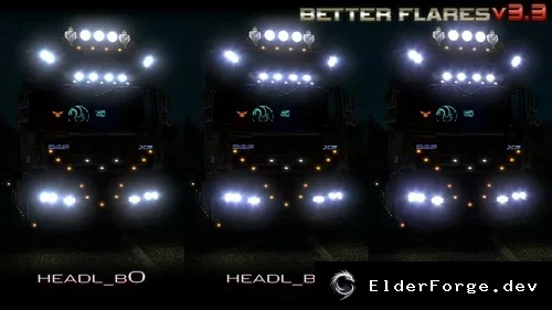 Обложка мода: Better Flares 3.3a – улучшенные вспышки и световые эффекты для ETS2 1.37.x