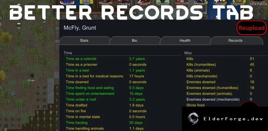 Better Records Tab – цветовая подсветка записей в RimWorld