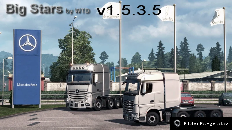Обложка мода: Big Stars – новые грузовики Actros и Arocs SLT для Euro Truck Simulator 2 (v1.5.3.5)