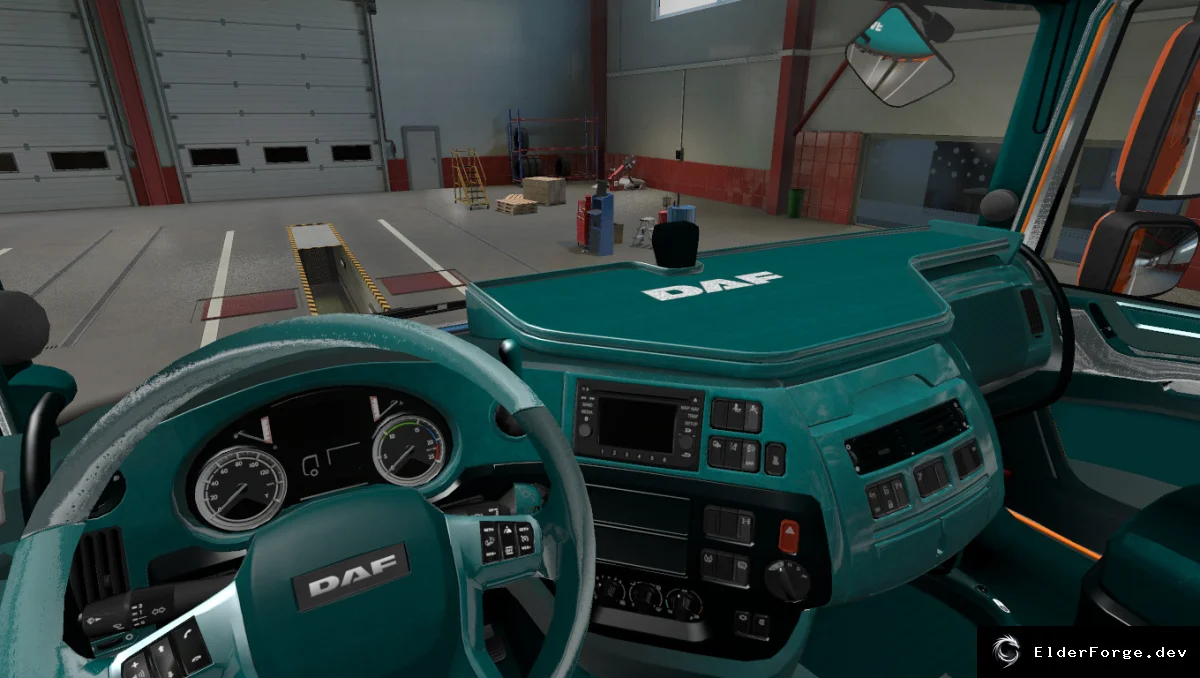 Обложка мода: Бирюзовый интерьер для DAF XF Euro 6 в Euro Truck Simulator 2