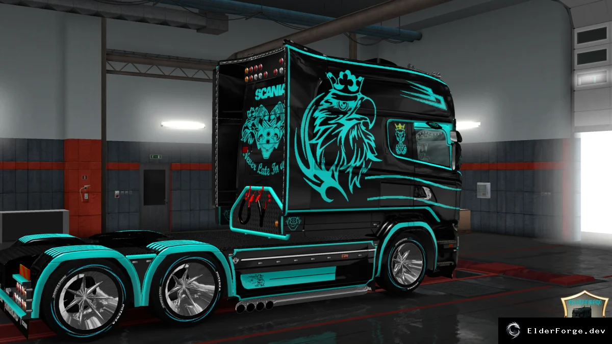 Обложка мода: Бирюзовый скин Vabis для Scania RS Longline – ETS2