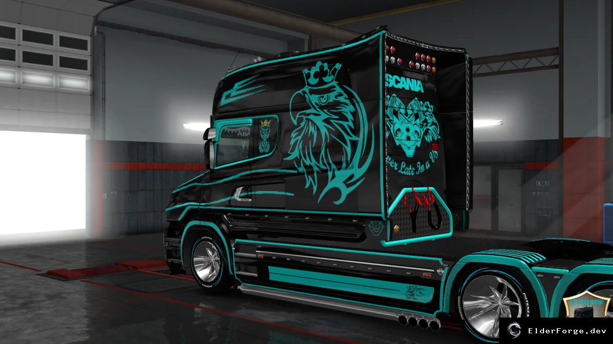 Обложка мода: Бирюзовый Vabis скин для Scania T Longline (ETS2)