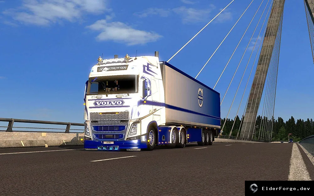 Обложка мода: Blue &amp; White Combo Pack для Volvo FH 2013 + автономный прицеп – ETS2