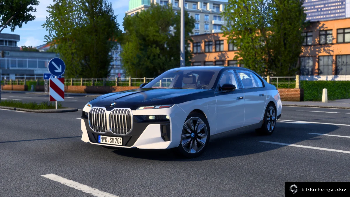 Обложка мода: BMW i7 M70 2024 для Euro Truck Simulator 2 – новый автопарк