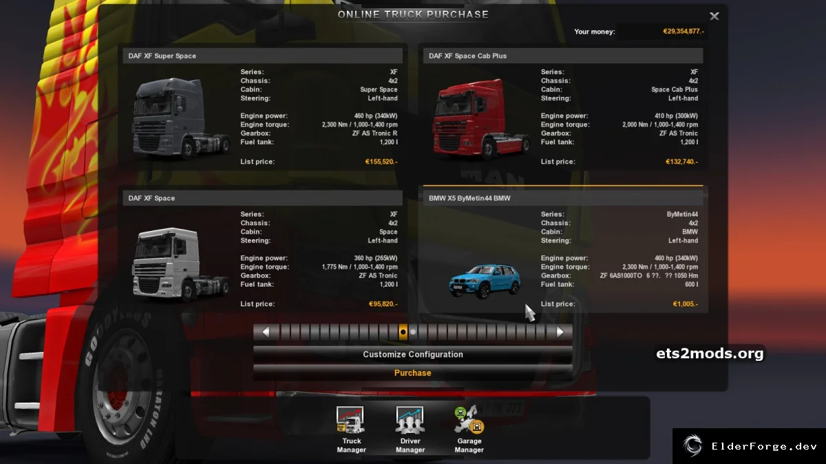 Обложка мода: BMW X5 E70 1.9x для Euro Truck Simulator 2 – стильный кузов в салоне DAF