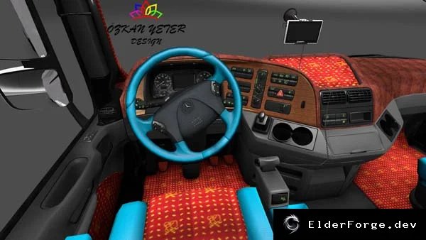 Обложка мода: Bomba Interior для Mercedes‑Benz в Euro Truck Simulator 2 – стильный интерьер кабины