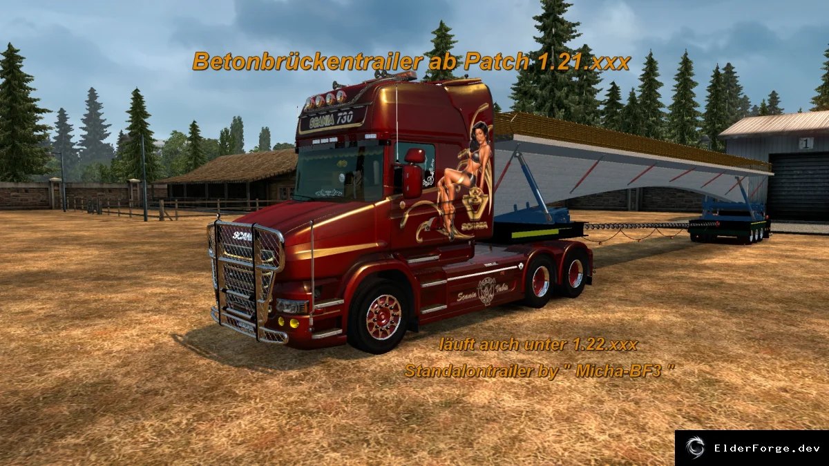 Обложка мода: Bridge Mirror – низкорамный прицеп Doll для Euro Truck Simulator 2 (бетон, 40 т)