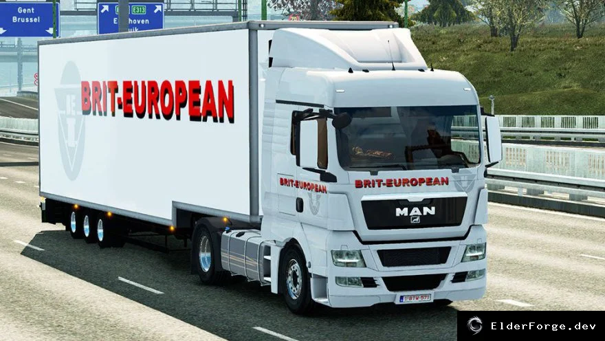 Обложка мода: Brit European скин для MAN TGX и автономного прицепа – ETS2