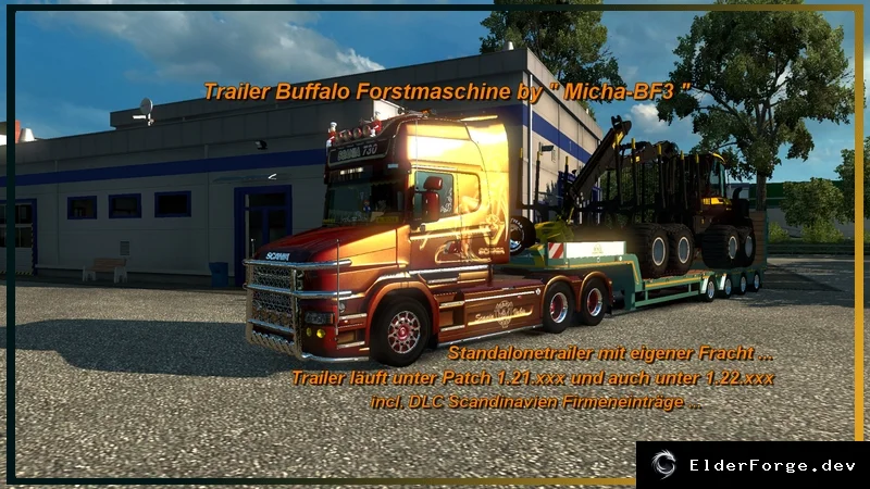 Обложка мода: Buffalo 4‑осевой Liebherr Trailer – автономный прицеп для Euro Truck Simulator 2