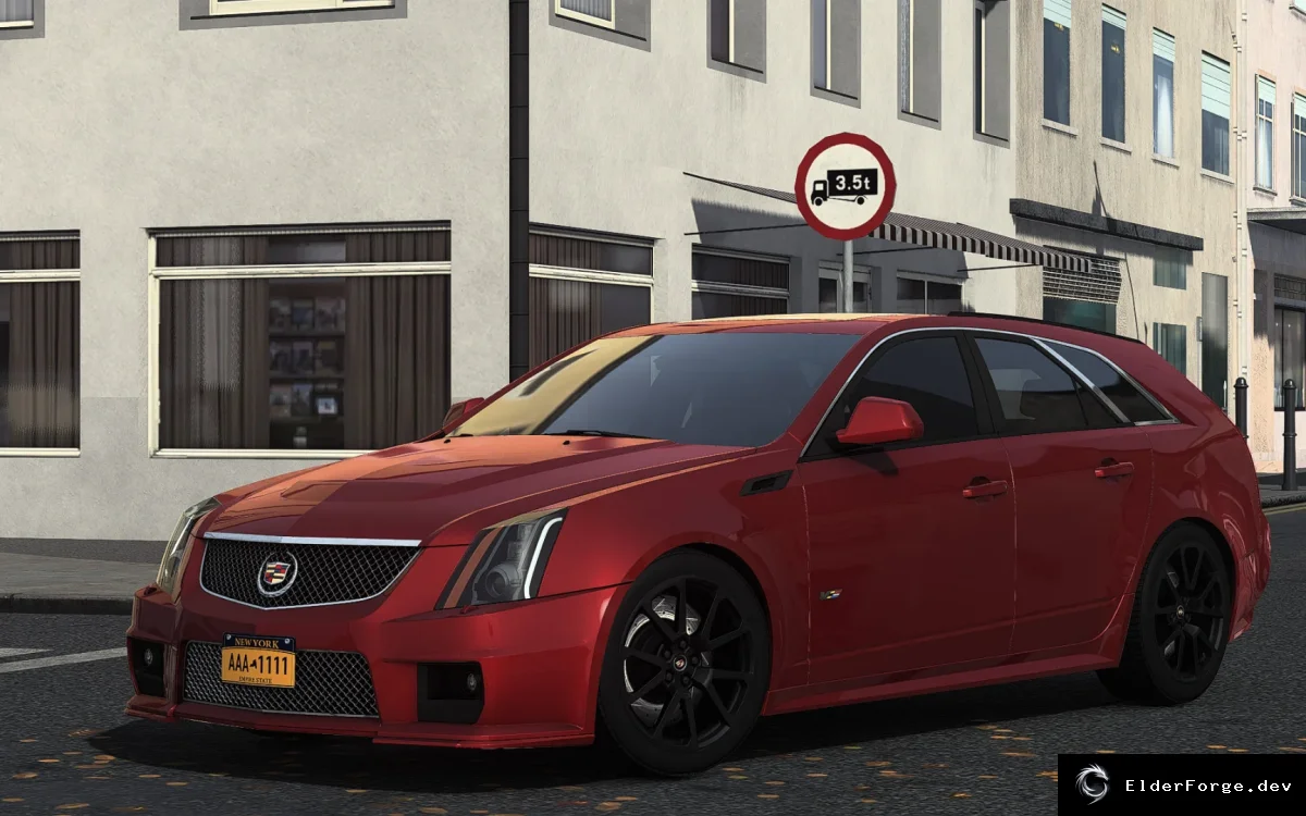 Обложка мода: Cadillac CTS‑V Sport Wagon 2014 для Euro Truck Simulator 2 – новые цвета, диски и звук