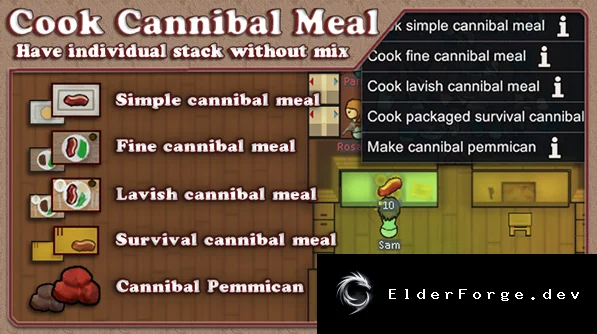 Cannibal &amp; Insect Meals — новые варианты блюд для каннибалов и насекомых в RimWorld