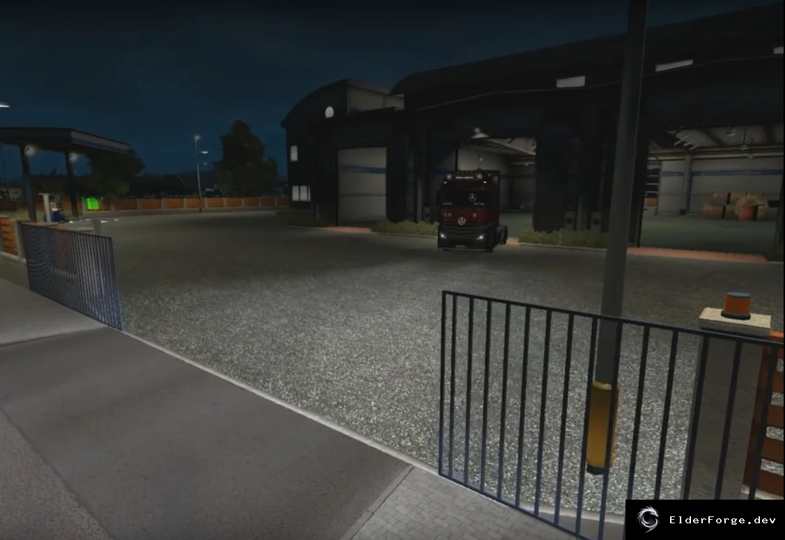 Обложка мода: CanOpener – анимированные ворота и стоящие грузовики в гаражах ETS2 (1.27+)