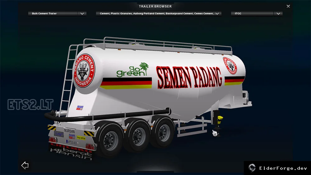 Обложка мода: Цементовоз Padang – Прицеп для ETS2 (Западная Суматра, Индонезия)