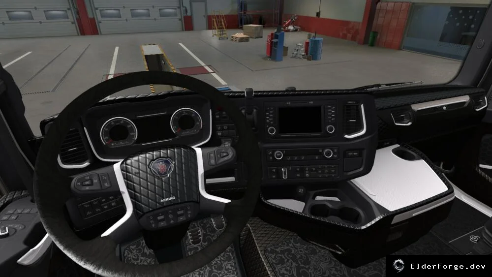Обложка мода: Черно‑белый интерьер Scania 2016 для Euro Truck Simulator 2