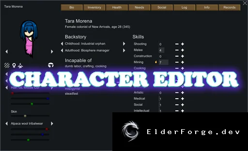 Character Editor – полная настройка колонистов в RimWorld