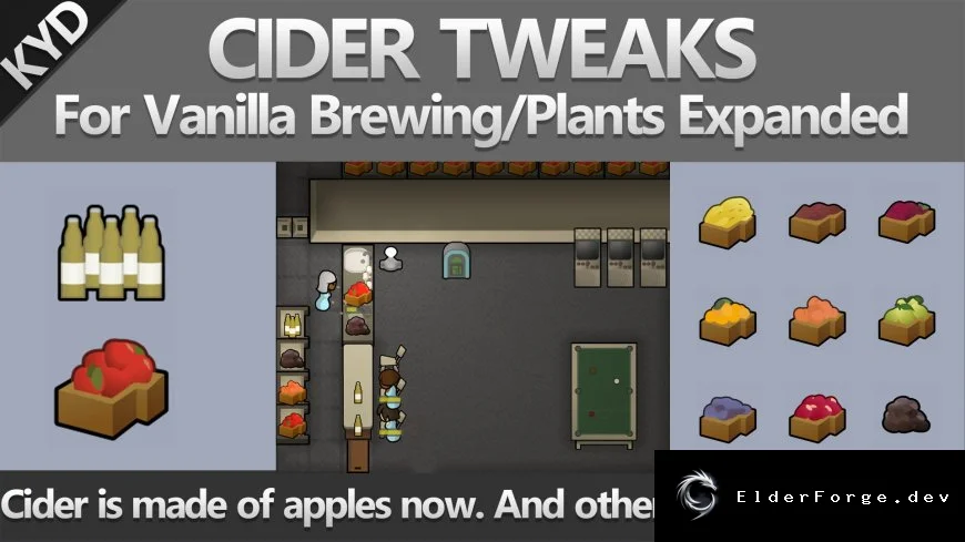 Cider Tweaks – улучшенный рецепт сидра для Vanilla Brewing и Plants в RimWorld