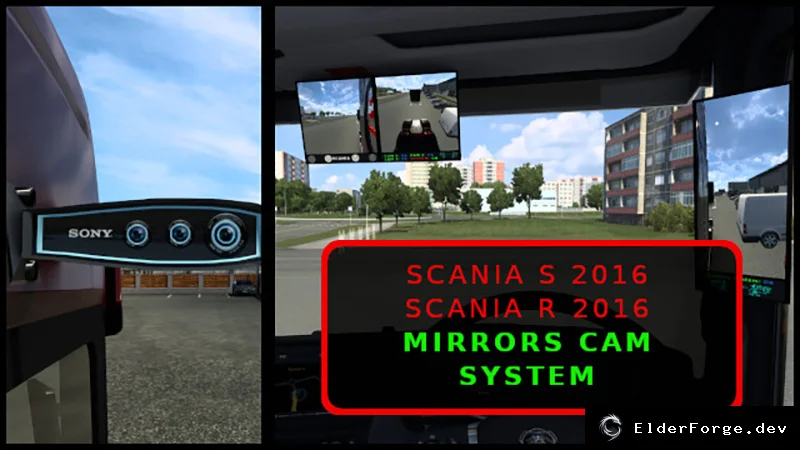 Обложка мода: Цифровые зеркала‑камеры для Scania R/S 2016 в Euro Truck Simulator 2 (ETS2)