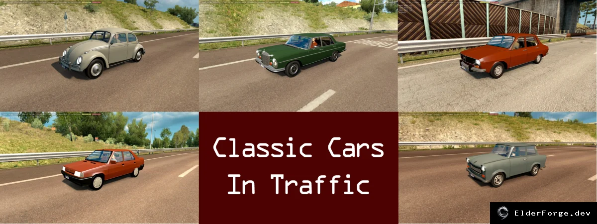 Обложка мода: Classic Cars Traffic Pack для Euro Truck Simulator 2 – машины 60‑80‑х годов