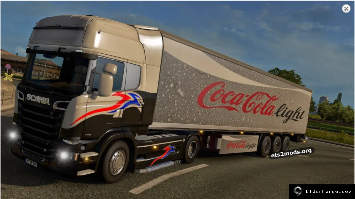 Обложка мода: Coca Cola Light Trailer для Euro Truck Simulator 2 – автономный прицеп в трафике