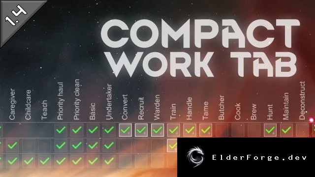 Compact Work Tab – компактный и удобный интерфейс работы для RimWorld