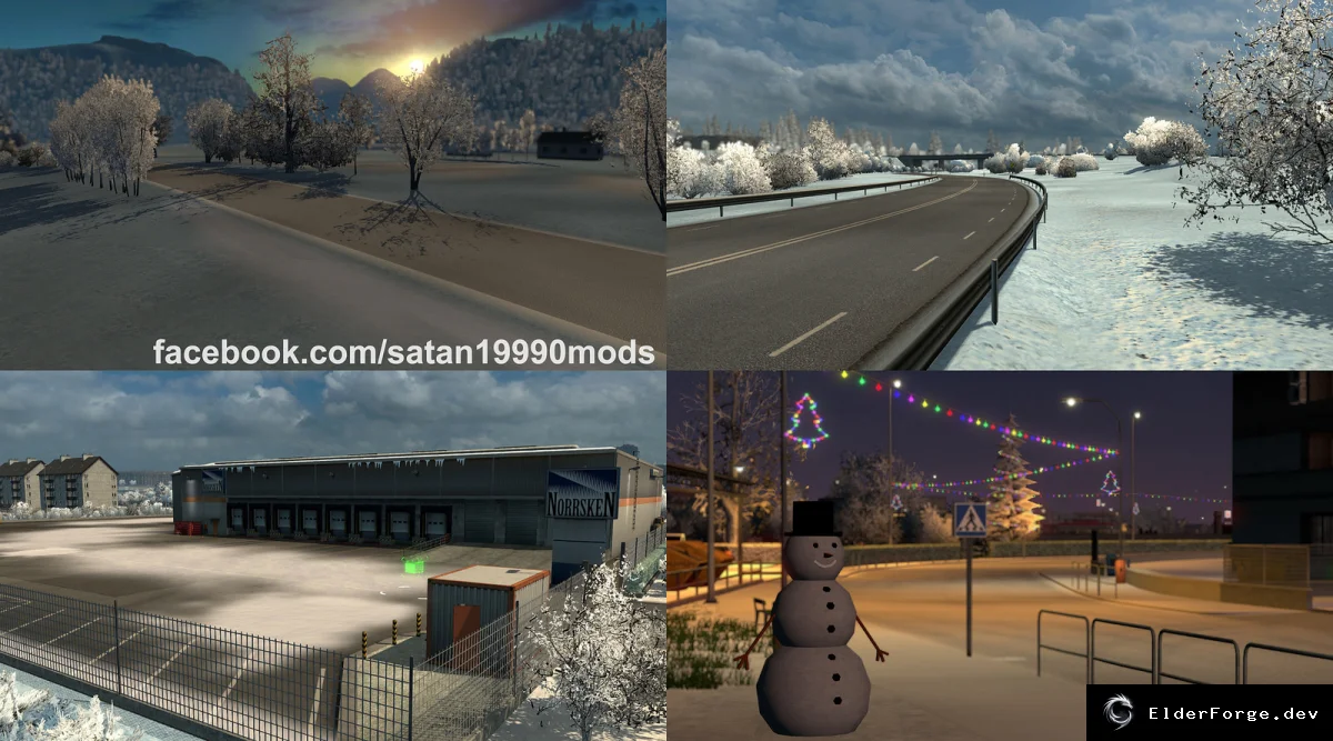 Обложка мода: Complete Winter Mod для Euro Truck Simulator 2 – полное зимнее покрытие v3.0.1