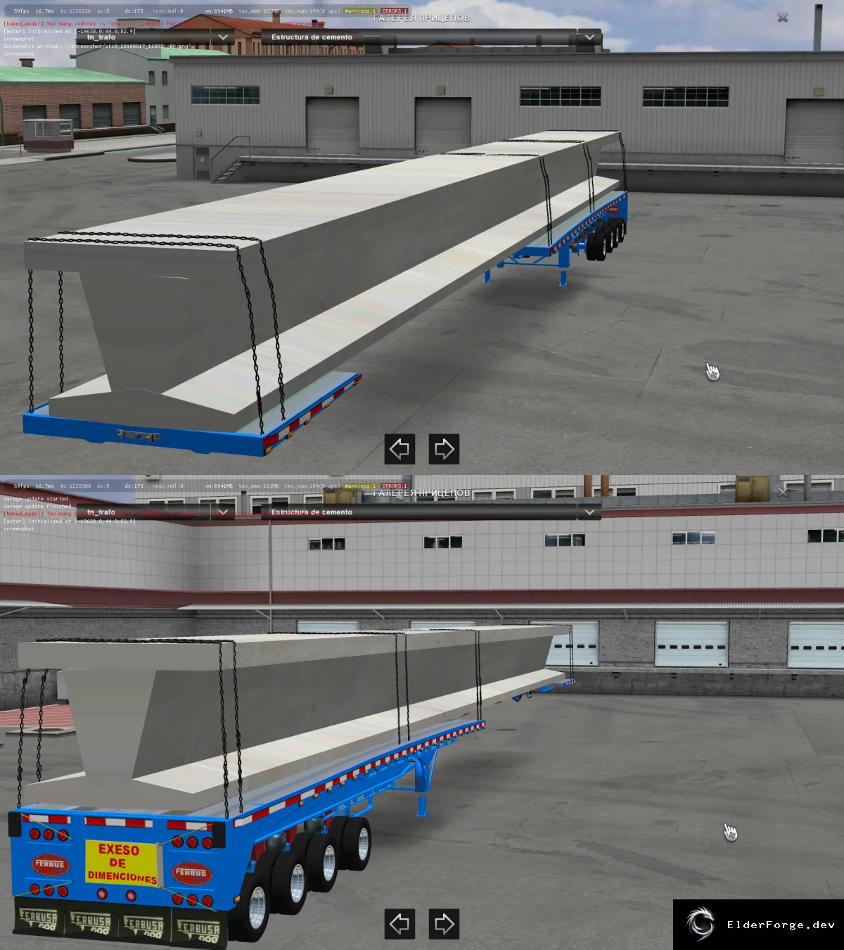 Обложка мода: Con Viga 55‑тонн платформа для ETS2 – 4‑осный мод (версии 1.31.xx)