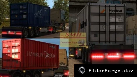 Обложка мода: Container Pack для Euro Truck Simulator 2 – 5 новых прицепов с контейнерами