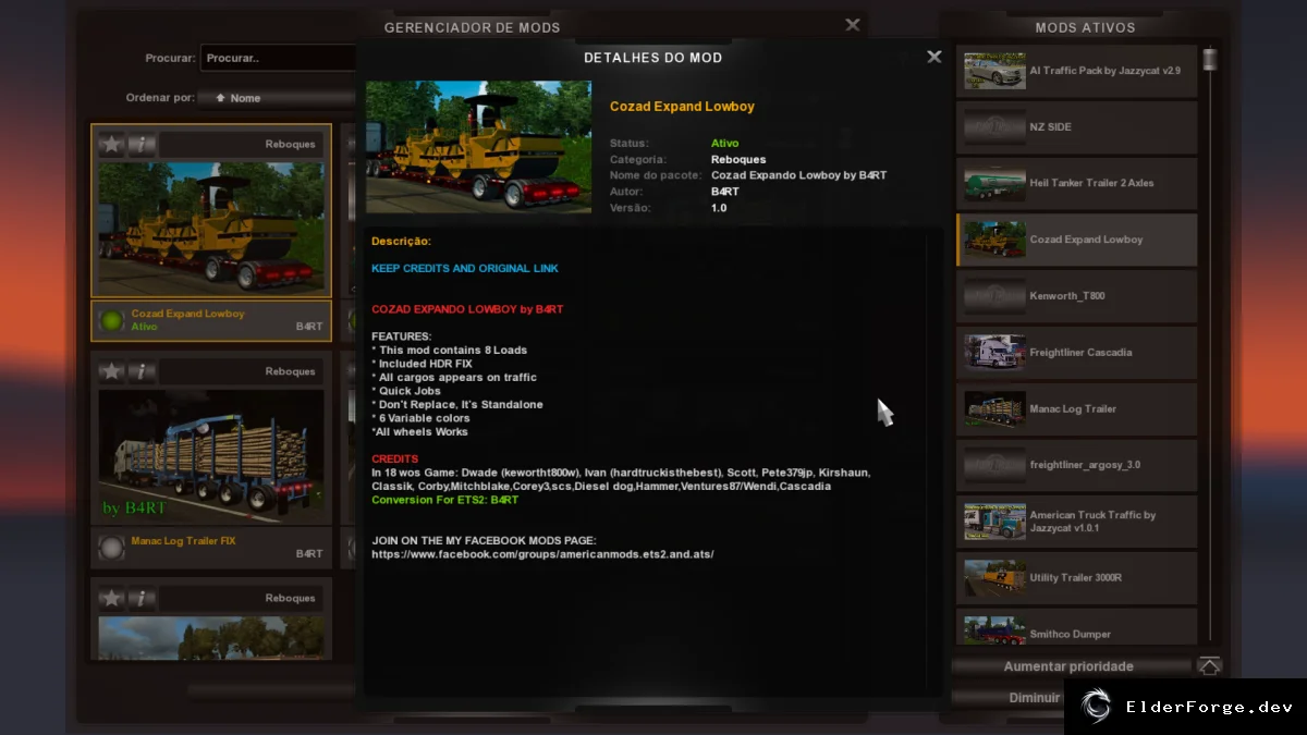 Обложка мода: Cozad Expando Lowboy – новые автономные прицепы для Euro Truck Simulator 2