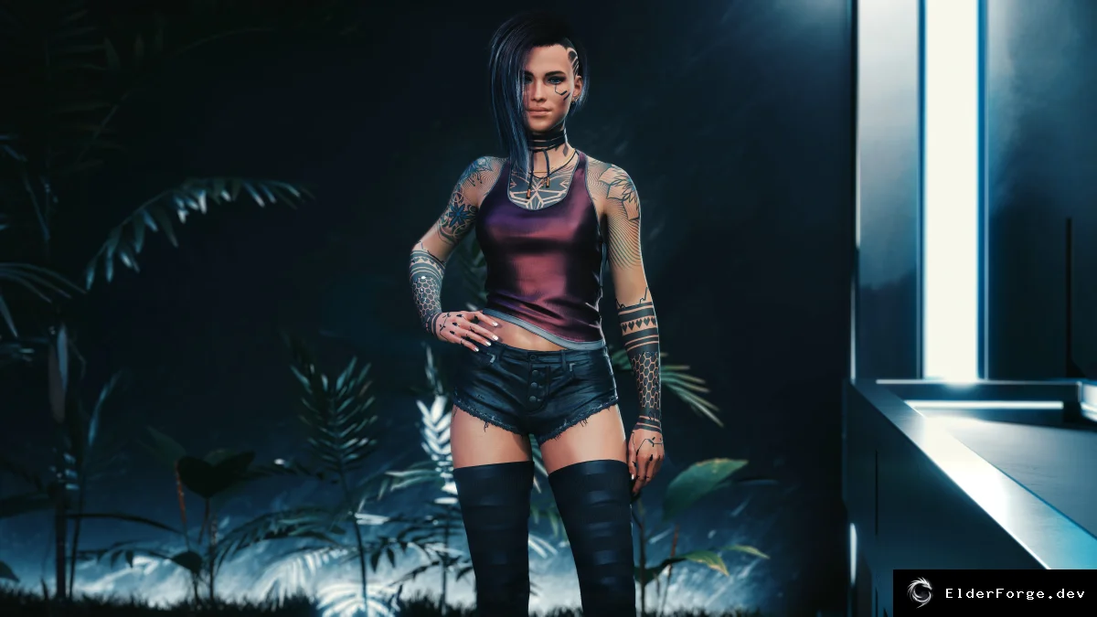 Обложка мода: Чулки и сетчатые колготки для женского персонажа в Cyberpunk 2077