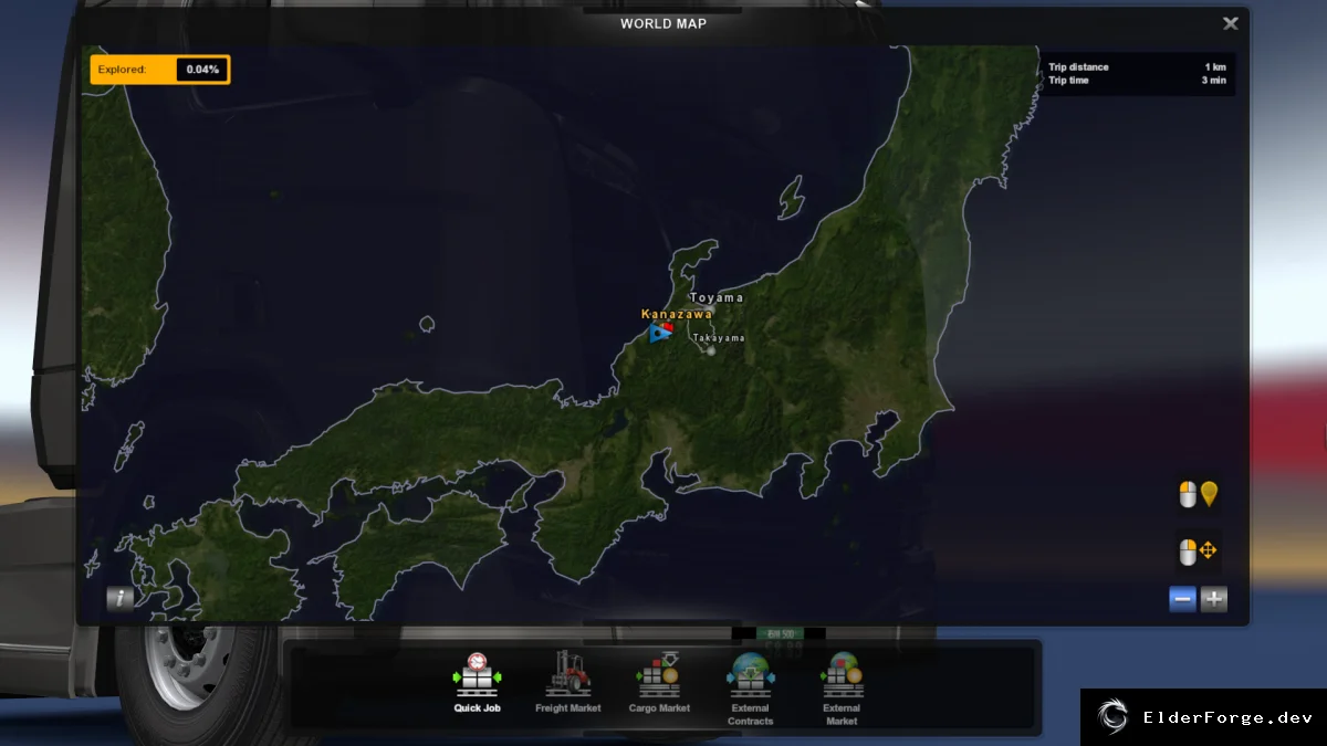 Обложка мода: Цветная подложка для карты Японии в Euro Truck Simulator 2 (ETS2 1.35‑1.36)