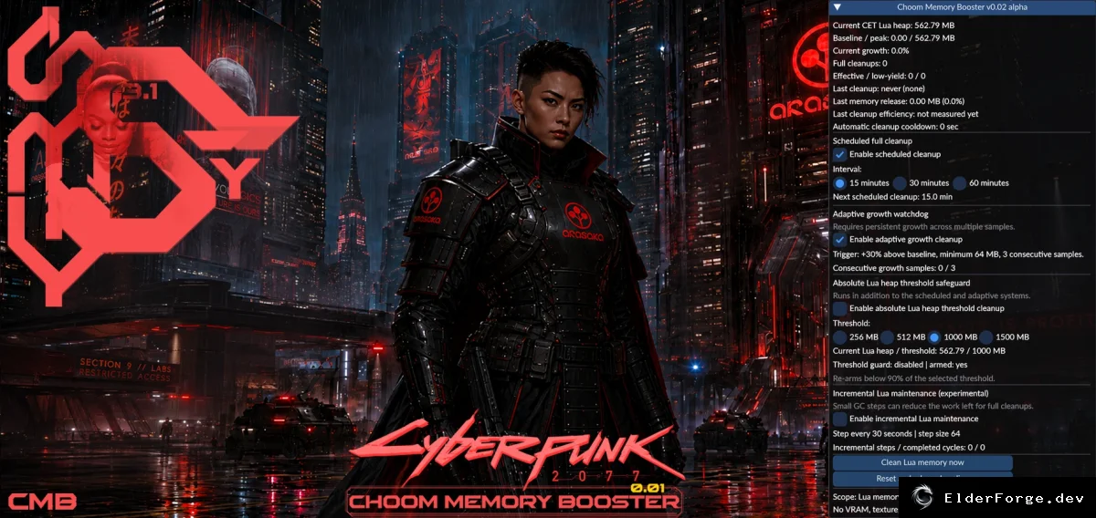 Обложка мода: Cyberpunk 2077 Choom Memory Booster – оптимизатор Lua‑памяти и защита от фризов