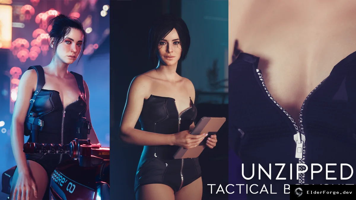 Обложка мода: Cyberpunk 2077: откровенный тактический костюм с глубоким вырезом