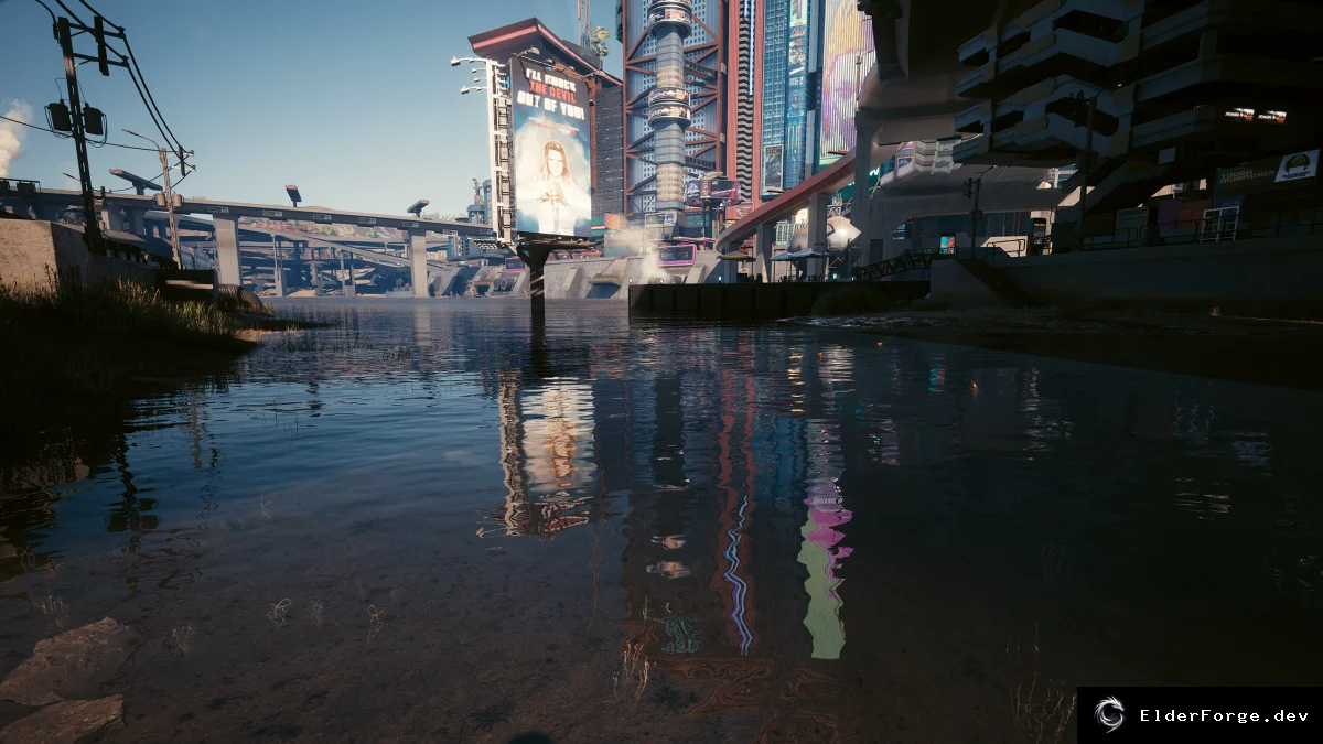 Обложка мода: Cyberpunk 2077 – Улучшенные текстуры воды (Water 2077) [1.6]