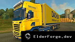 Обложка мода: Dachser Skin и автономный прицеп для Scania R в Euro Truck Simulator 2