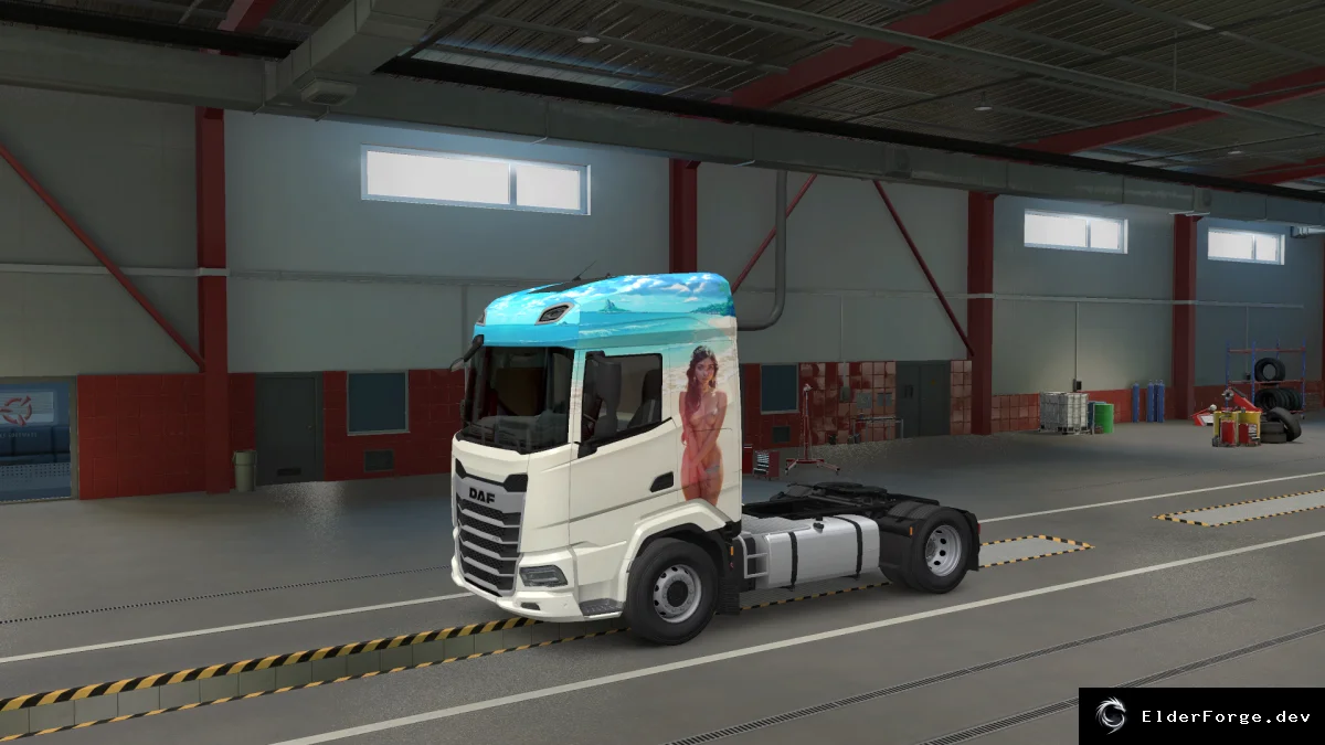 Обложка мода: DAF 2021 – райский пляж: новый скин для Euro Truck Simulator 2