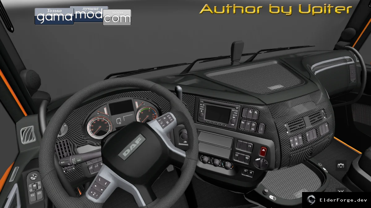Обложка мода: DAF Euro 6 Dark Carbon – темный карбон интерьер для ETS2