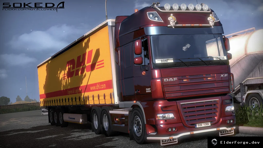 Обложка мода: DAF XF 50k для Euro Truck Simulator 2 – улучшенный звук, интерьер и аксессуары