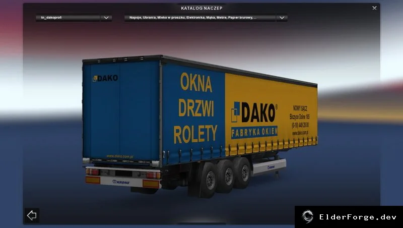 Обложка мода: Dako Trailer для Euro Truck Simulator 2 – автономный прицеп в трафике